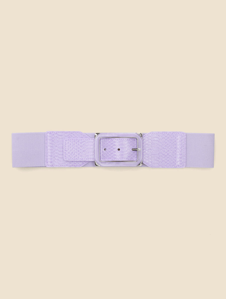 Ceinture python à boucle carrée - Lilas - 2