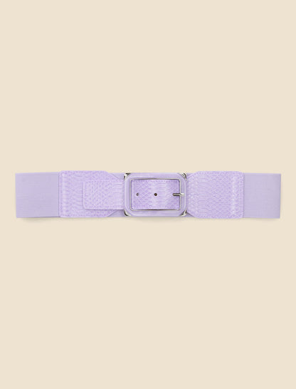 Ceinture python à boucle carrée - Lilas - 2