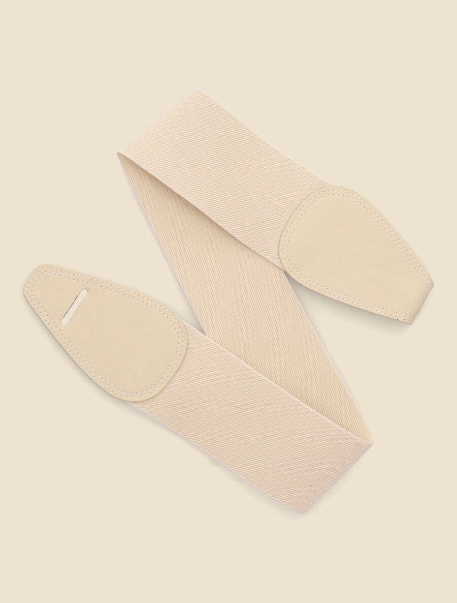 Ceinture en simili et tissu - Beige - 1