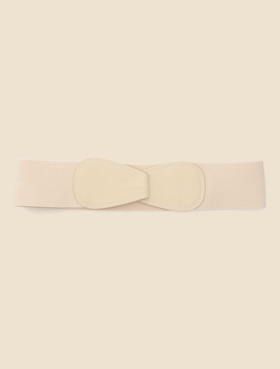 Ceinture en simili et tissu - Beige - 2