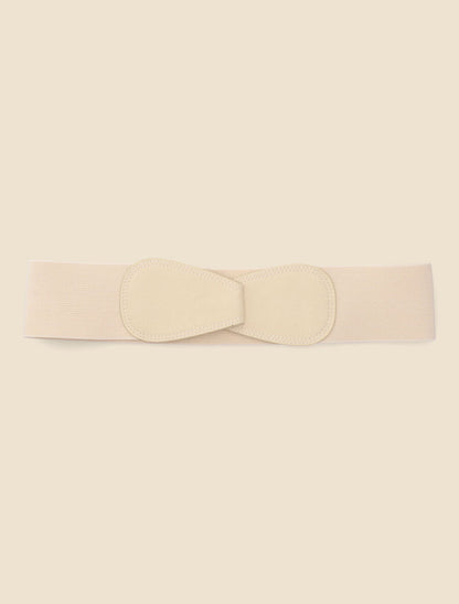 Ceinture en simili et tissu - Beige - 2