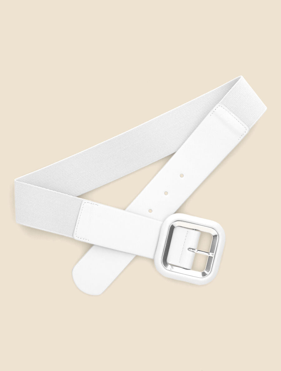 Ceinture à boucle carrée en simili - Blanc - 3