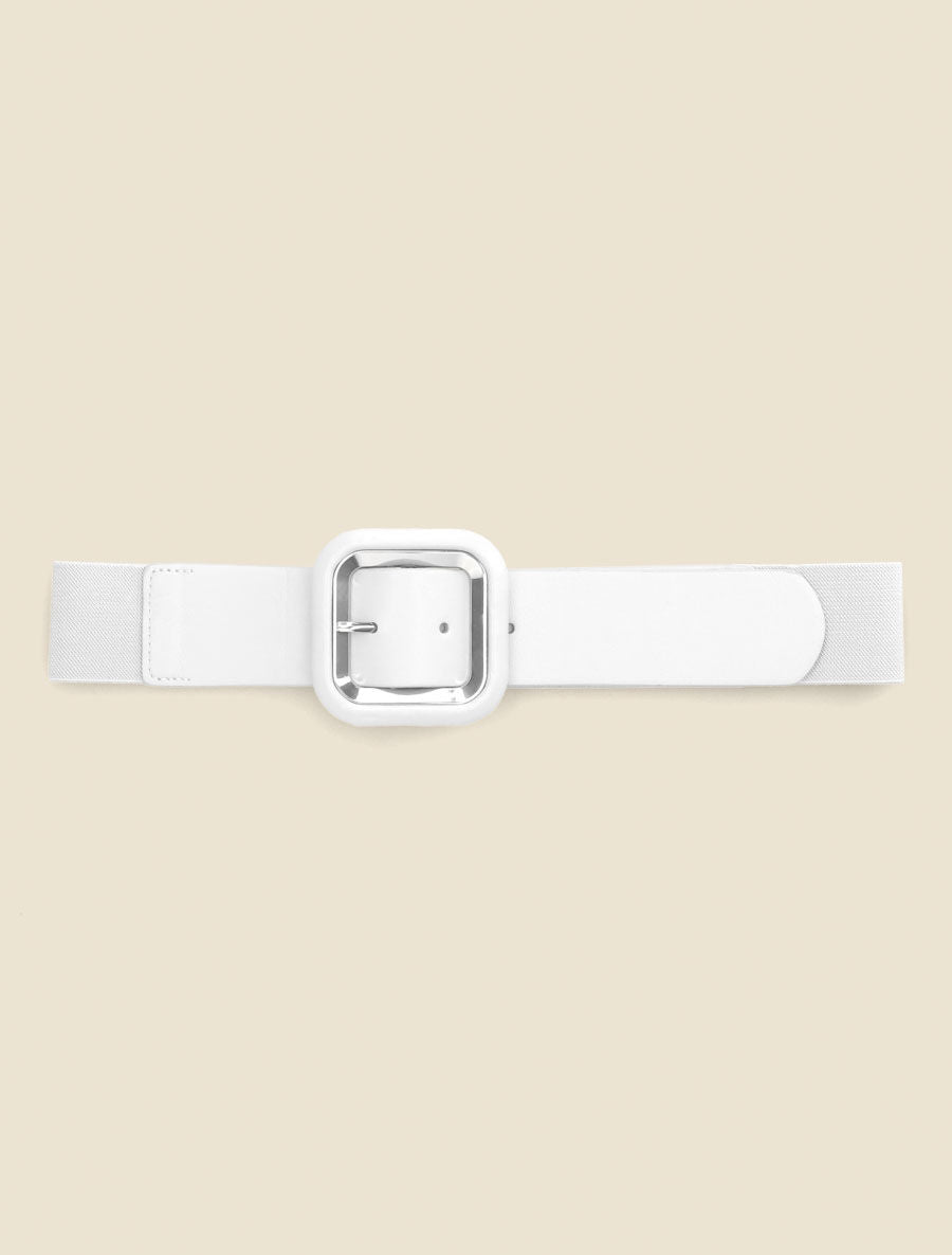 Ceinture à boucle carrée en simili - Blanc - 2