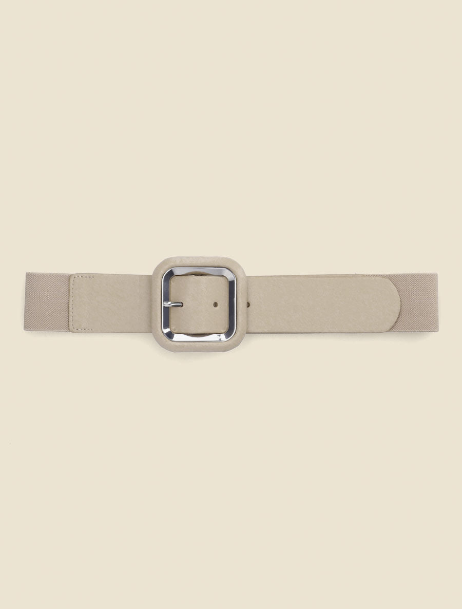 Ceinture à boucle carrée en simili - Beige - 2