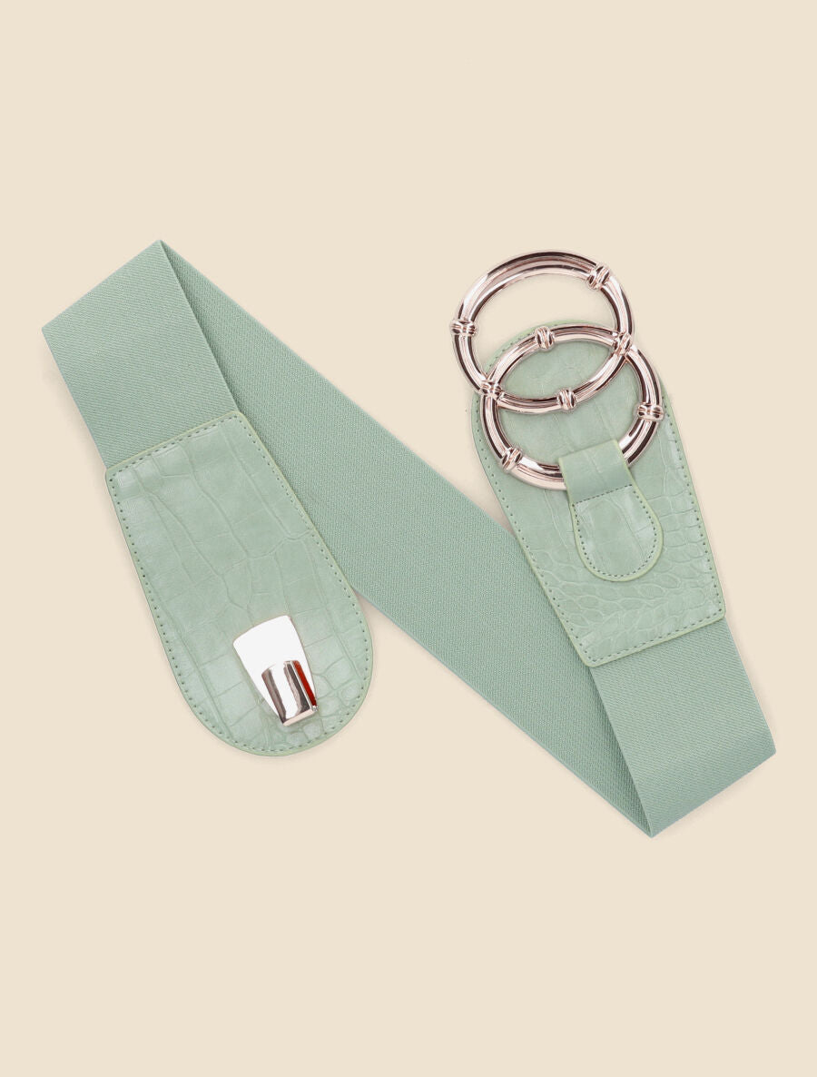 Ceinture croco à boucle ronde - Vert d&