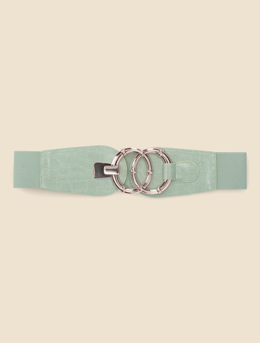 Ceinture croco à boucle ronde - Vert d&