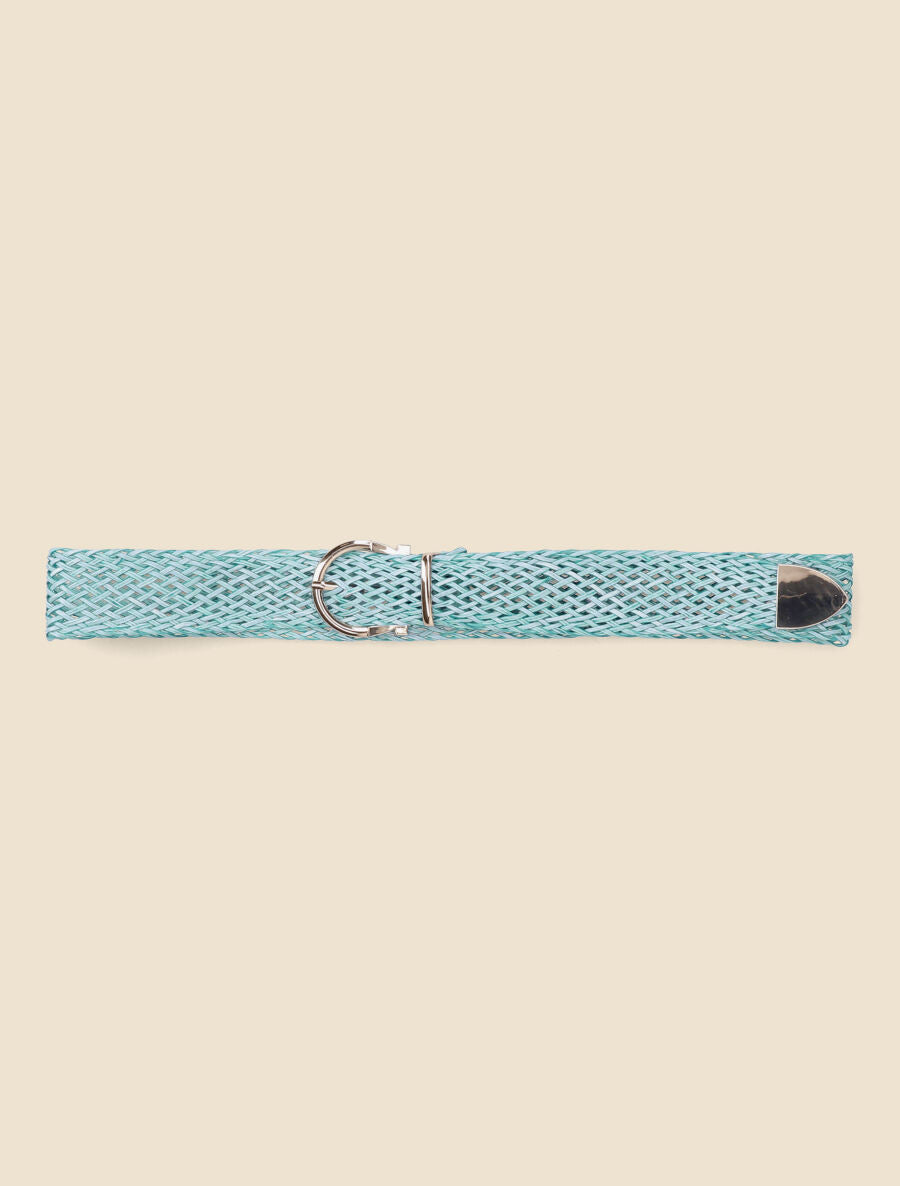 Ceinture tressée à boucle métallique - Bleu - 2