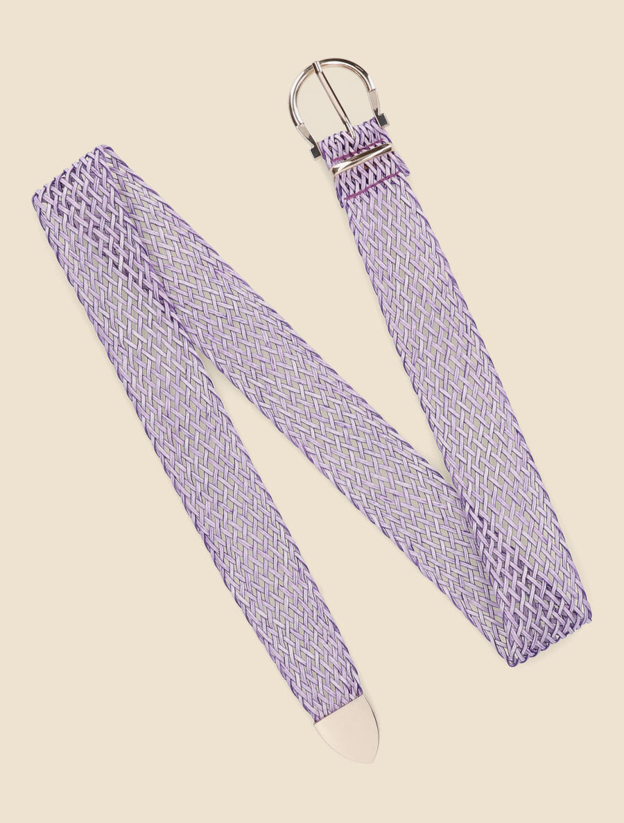 Ceinture tressée à boucle métallique - Violet - 3