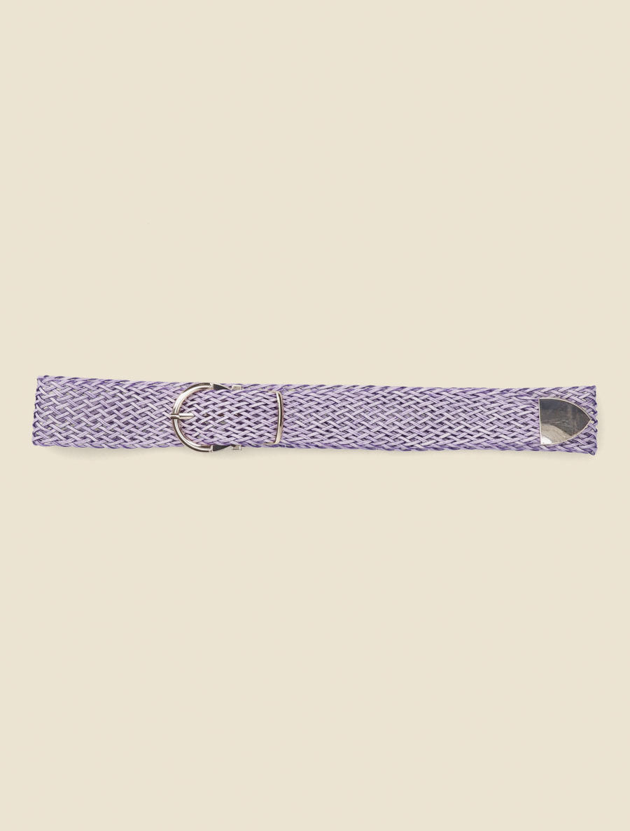 Ceinture tressée à boucle métallique - Violet - 2