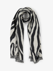 Echarpe duveteux à imprimé zèbré - Noir - 1