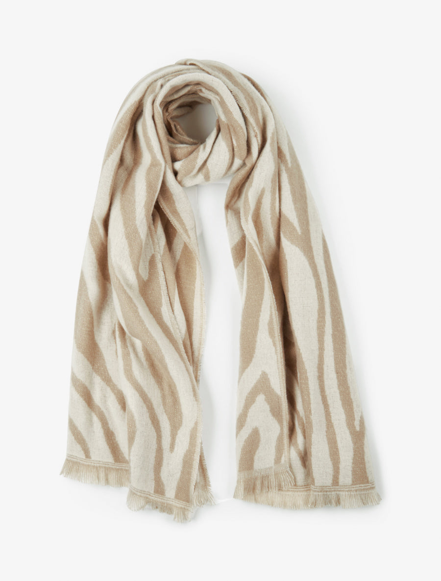 Echarpe duveteux à imprimé zèbre - Beige - 1