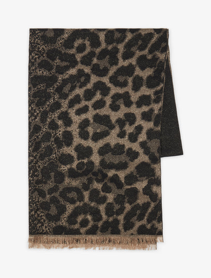 Foulard à imprimé léopard irisé - Noir - 2