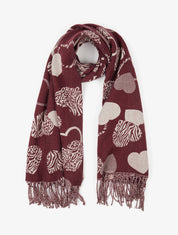 Echarpe imprimé coeurs zébrés - Prune - 1