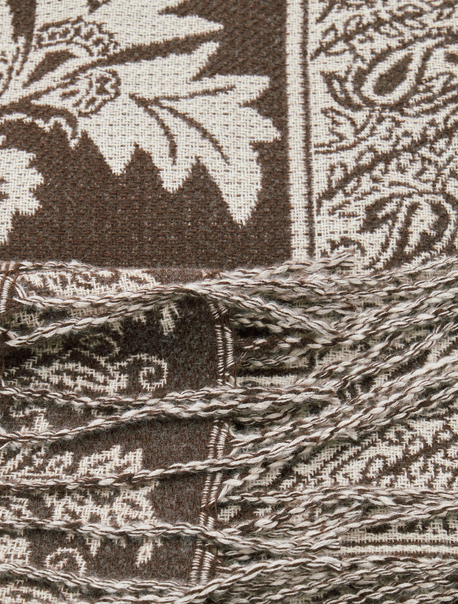 Foulard imprimé cachemire à frange - Marron - 3