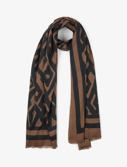 Foulard à motif graphique - Marron - 1