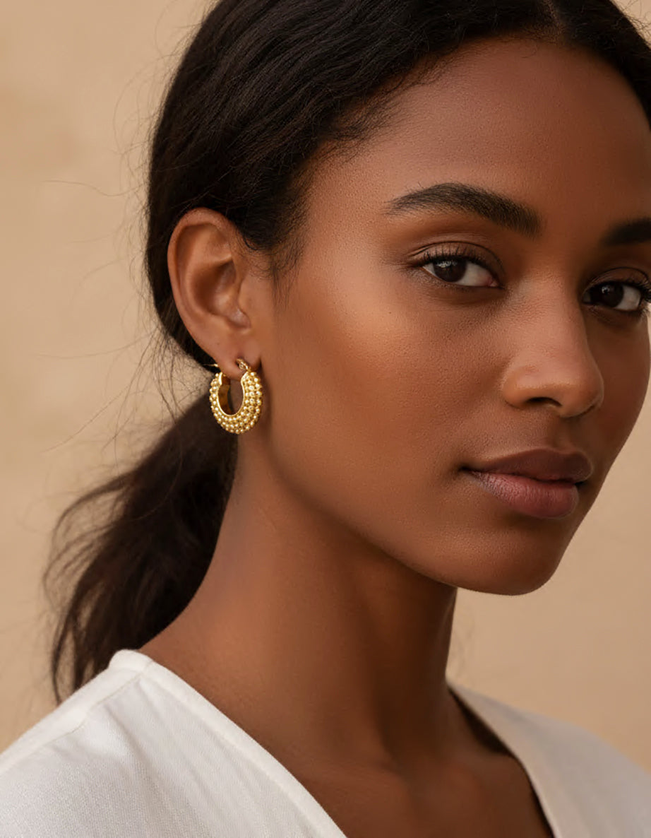 Créoles à billes - Or - 3