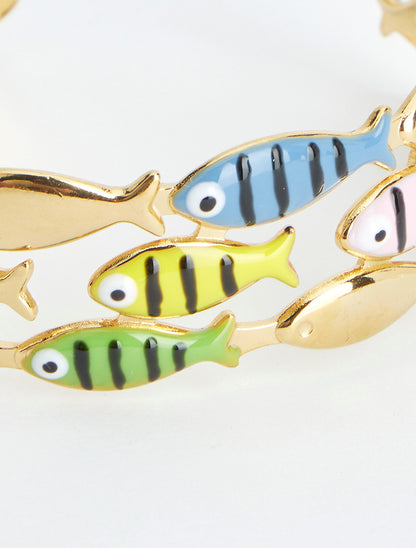 Jonc motif poissons - Or - 3