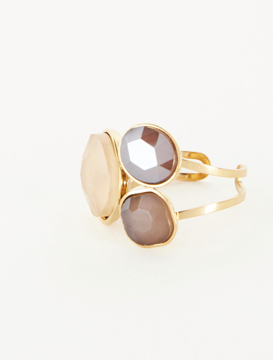 Bague ornée de trois pierres - Taupe - 3