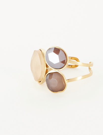 Bague ornée de trois pierres - Taupe - 3