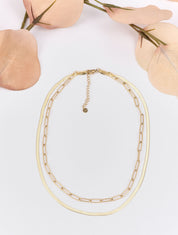 Collier en maille à double rangées - Or - 1