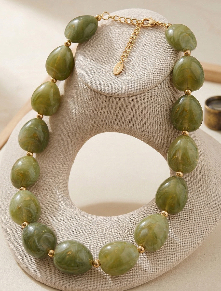 Collier à perles en résine - Vert - 1