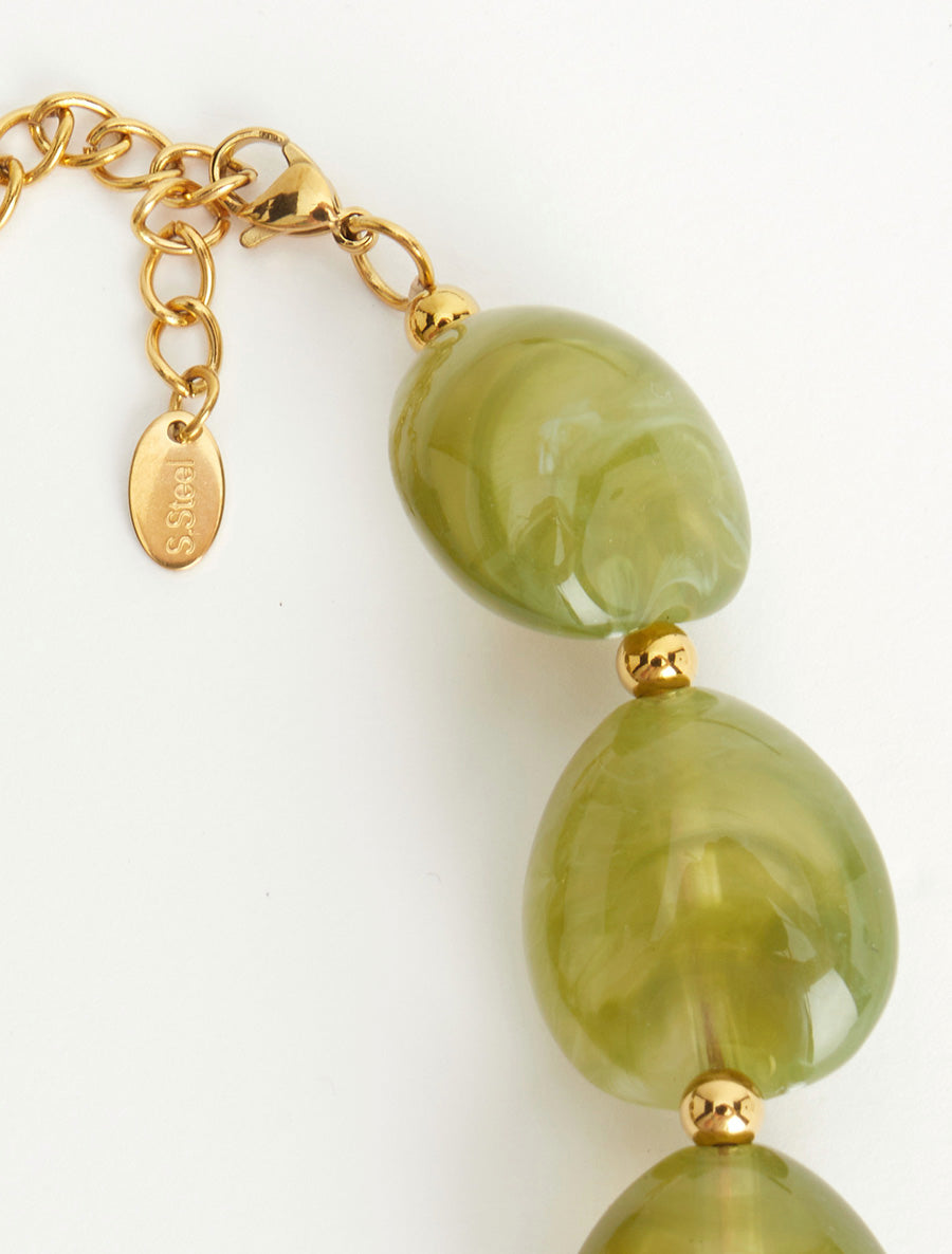 Collier à perles en résine - Vert - 3