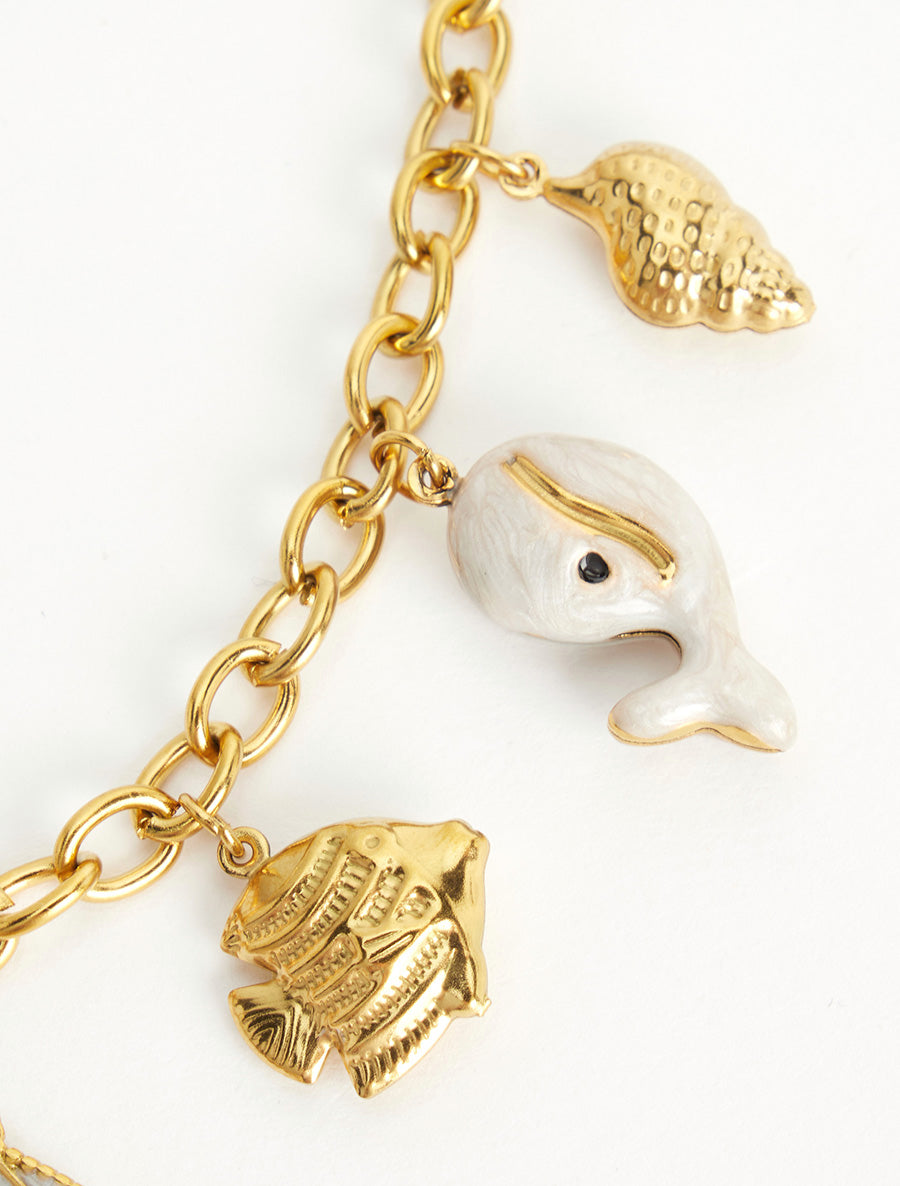 Collier fantaisie à motif marins et coeur - Beige - 3