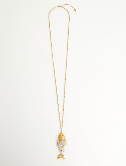 Sautoir à pendentif poisson - Beige - 2