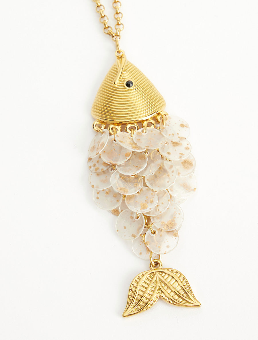 Sautoir à pendentif poisson - Beige - 3