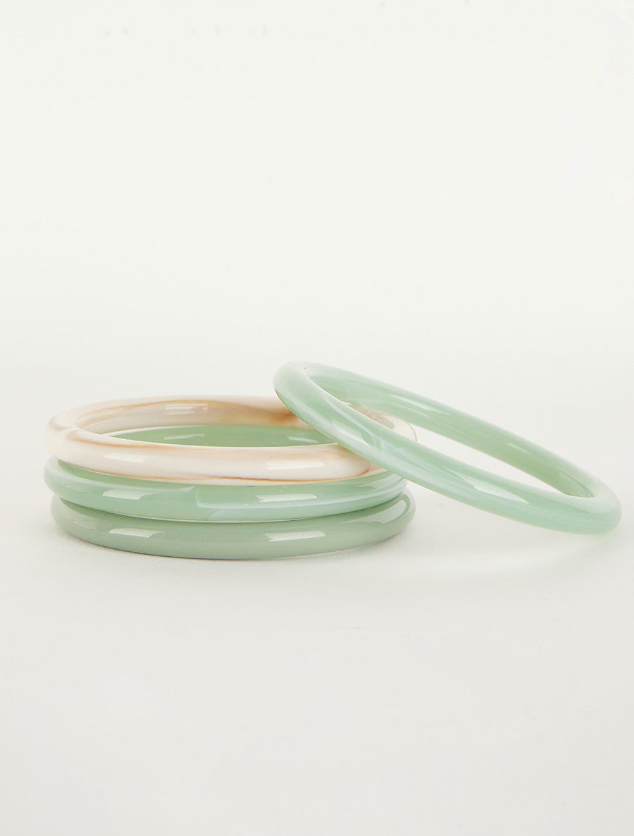 Ensemble de 4 joncs en résine colorée - Vert d&