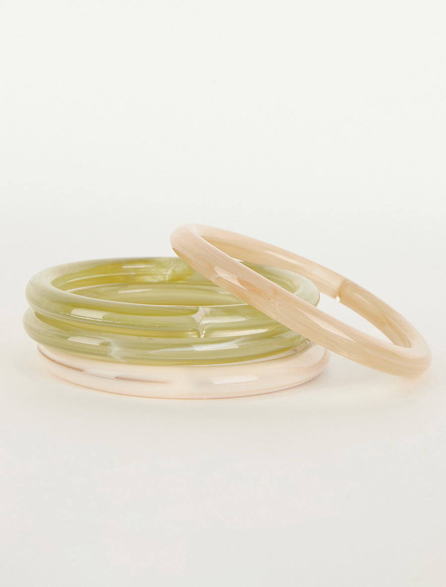 Ensemble de 4 joncs en résine colorée - Kaki - 2