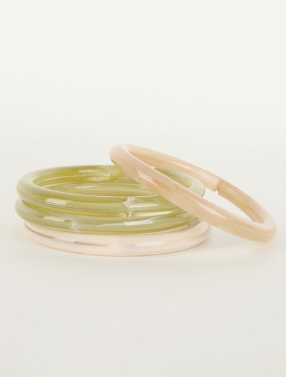 Ensemble de 4 joncs en résine colorée - Kaki - 2