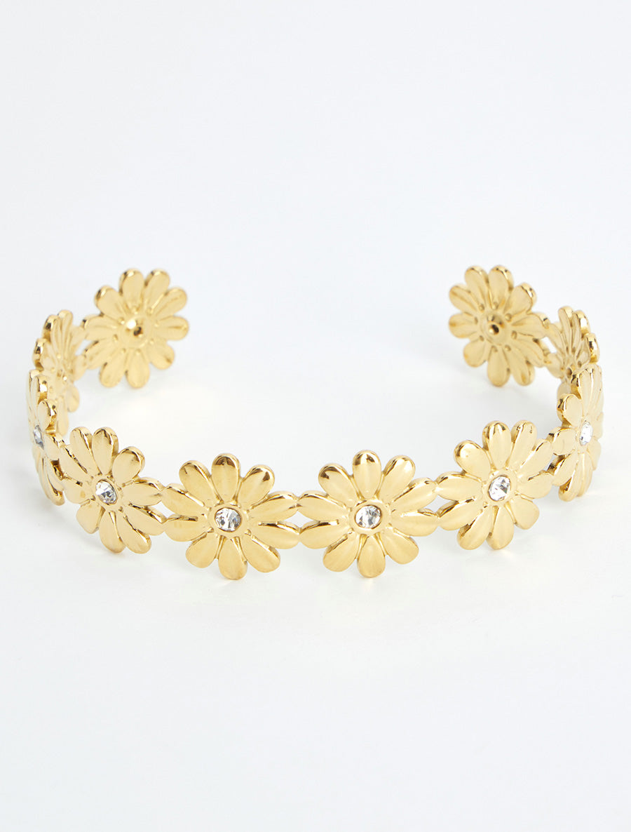 Jonc marguerites à strass - Or - 2