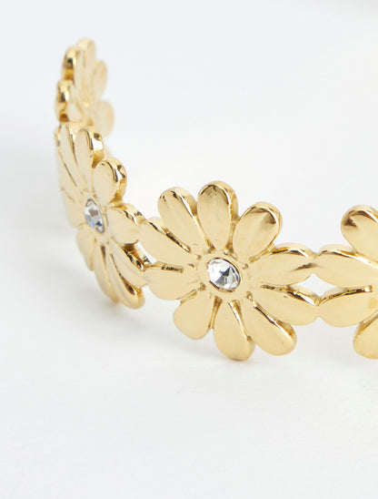 Jonc marguerites à strass - Or - 3
