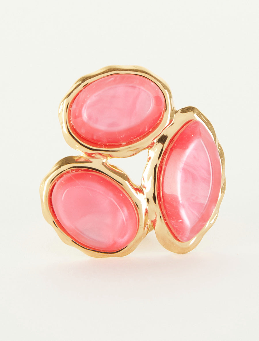 Bague ajustable à pierres en résine - Fuchsia - 3