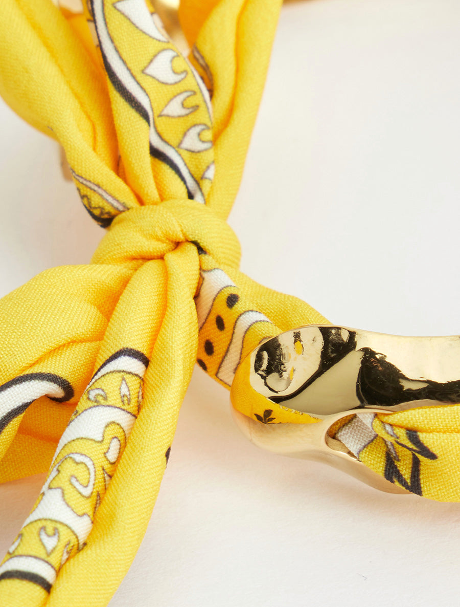 Jonc martelé à lien décoratif style bandana - Jaune - 3