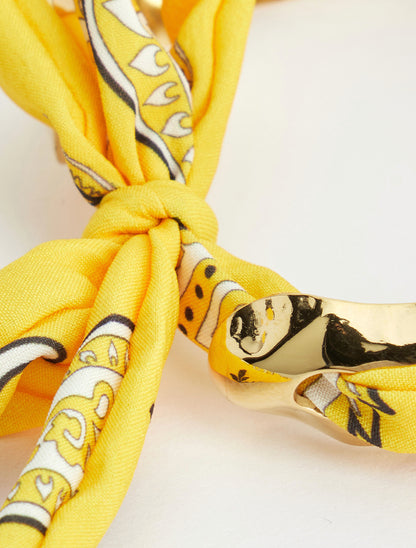 Jonc martelé à lien décoratif style bandana - Jaune - 3