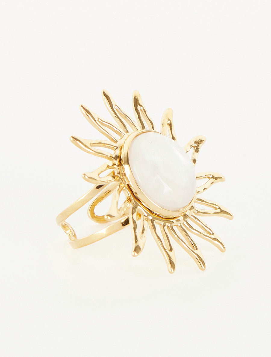 Bague soleil - Or/beige - 2