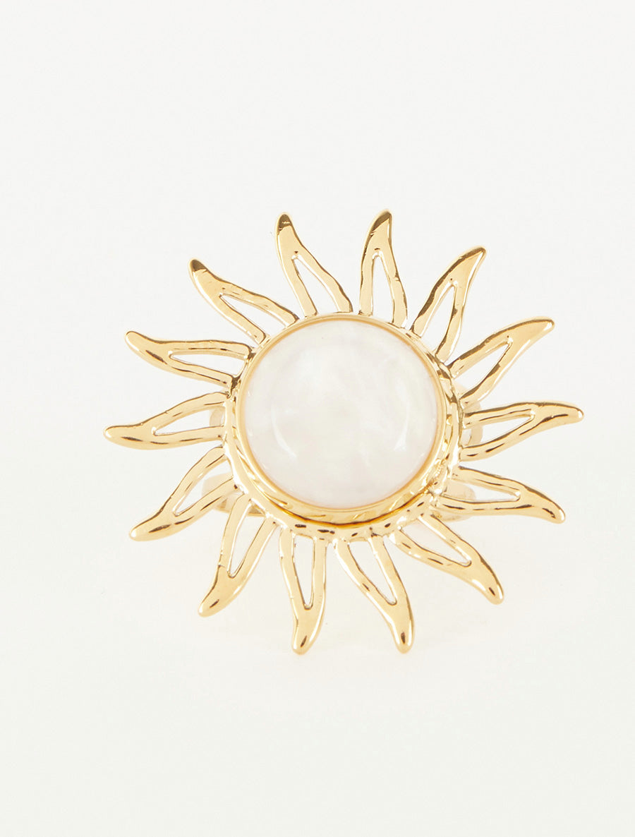 Bague soleil - Or/beige - 3