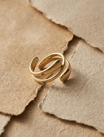 Bague ajustable effet croisé - Or - 1