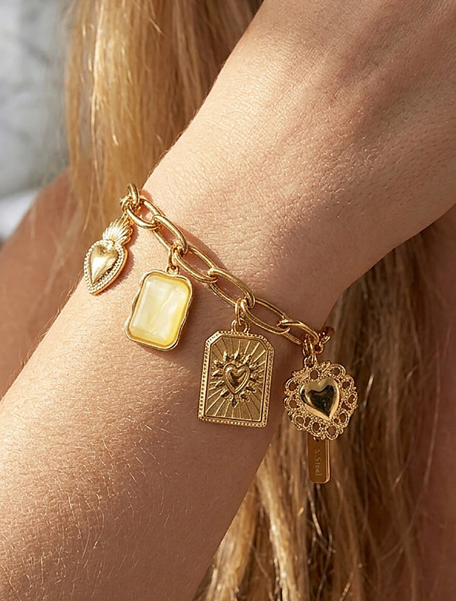 Bracelet chaîne à charms - Jaune - 1