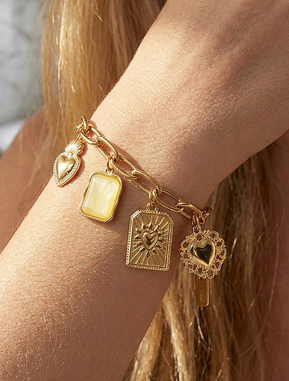 Bracelet chaîne à charms - Jaune - 1