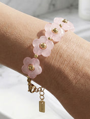 Bracelet motif fleurs en résine - Rose - 1