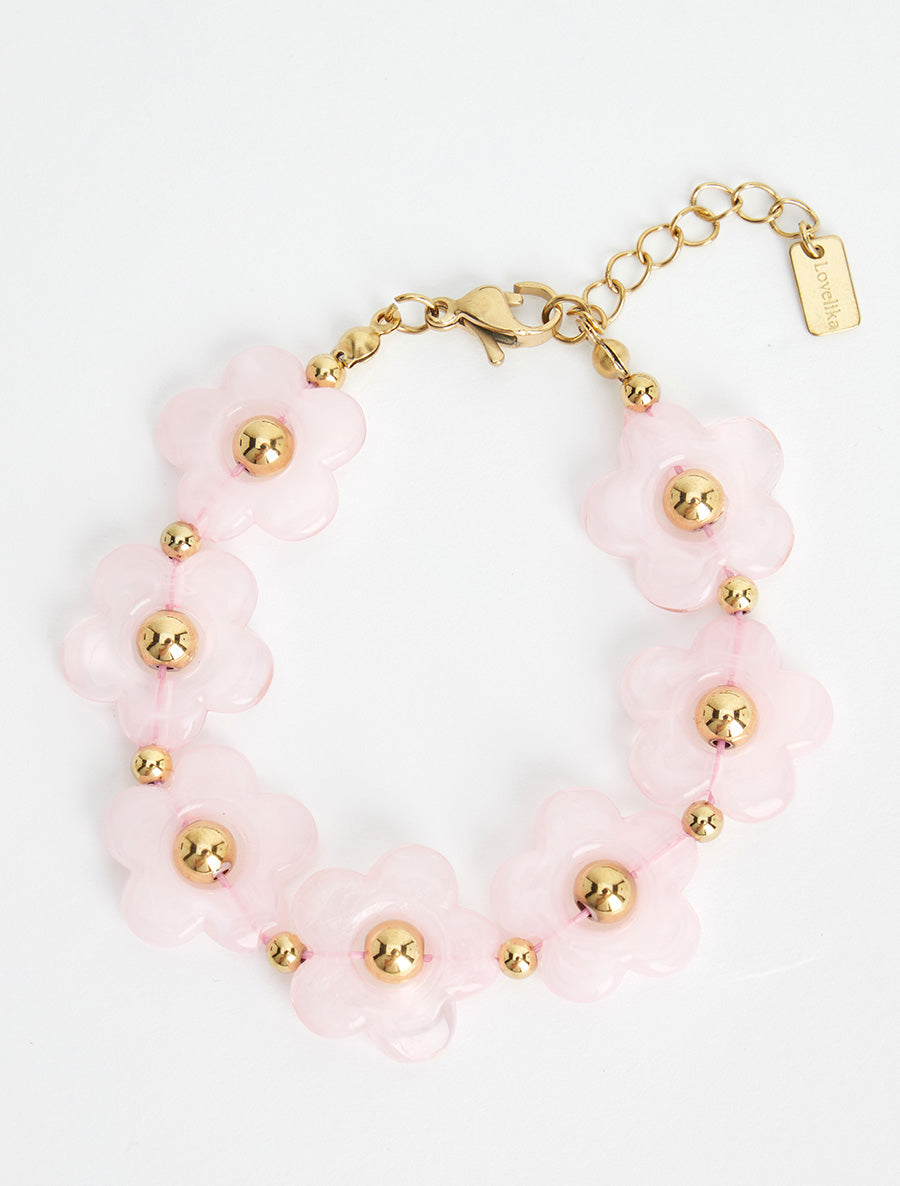 Bracelet motif fleurs en résine - Rose - 2