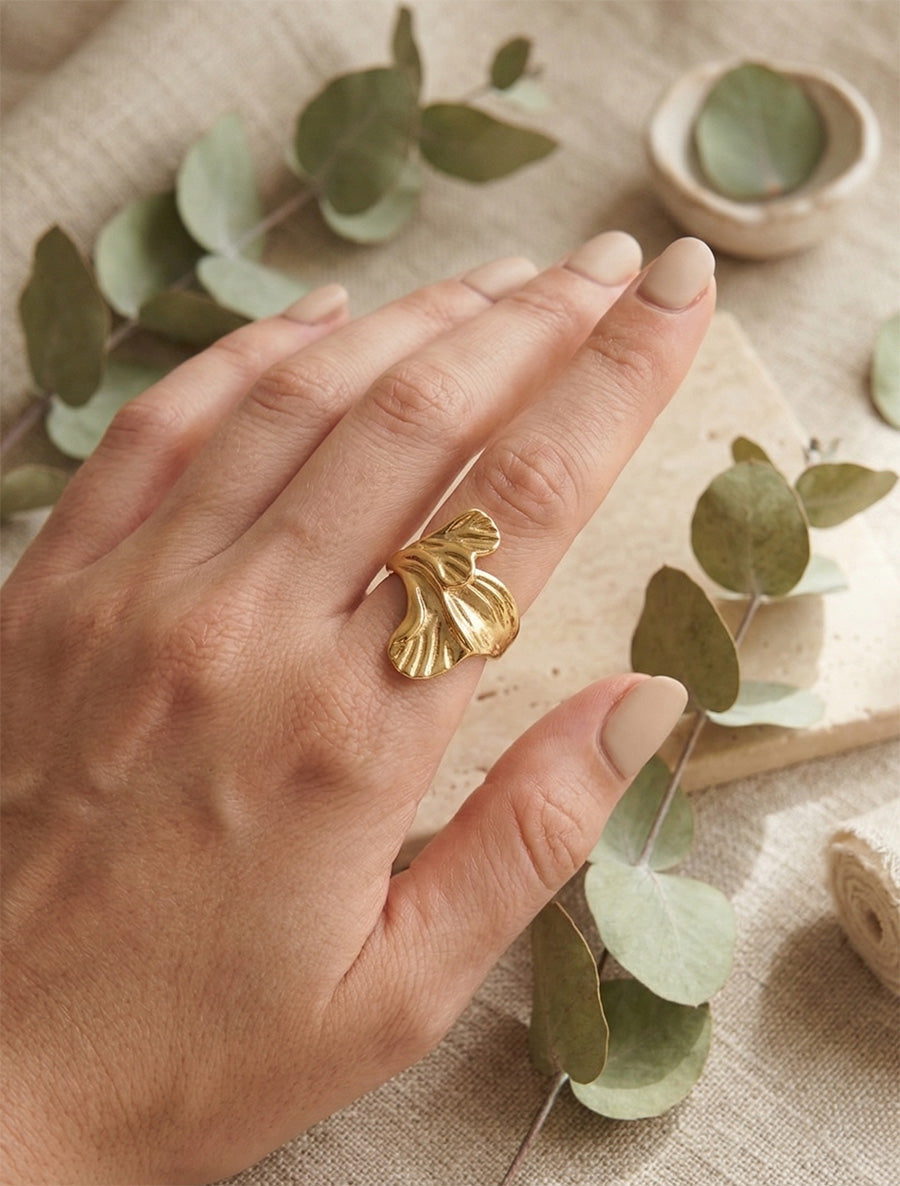 Bague motif végétal - Or - 1