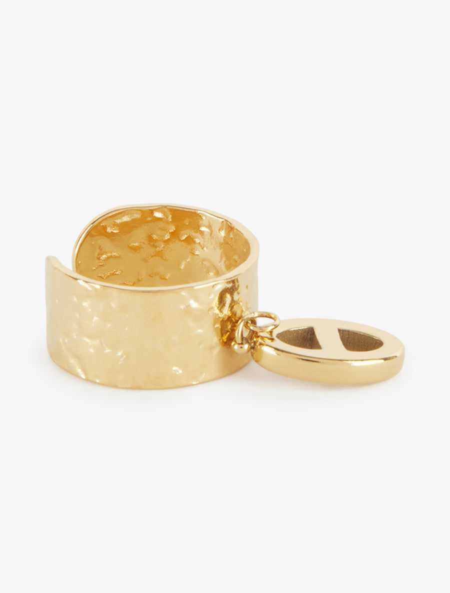 Bague martelé à breloque maille marine - Or - 2
