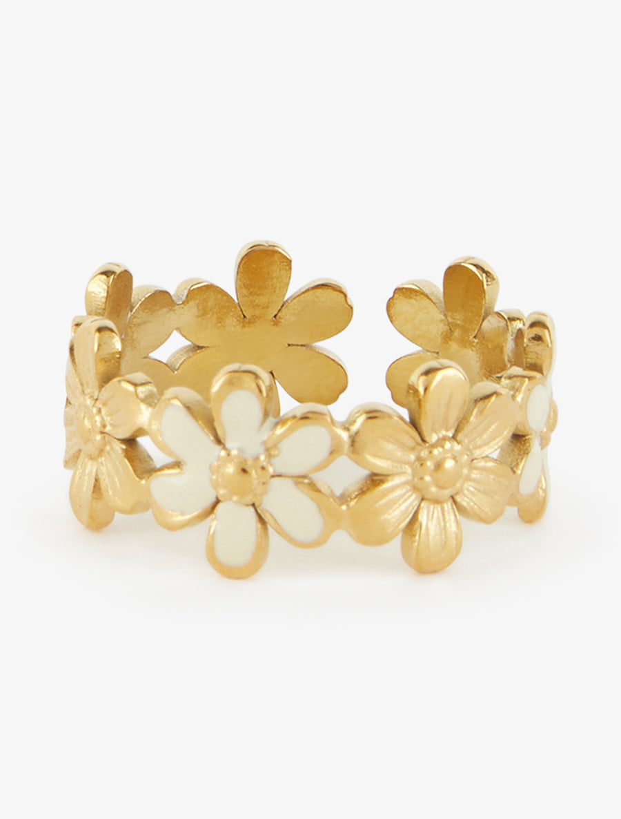 Bague ajustable à fleurs - Or/jaune - 3