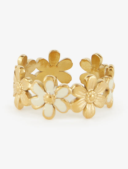Bague ajustable à fleurs - Or/jaune - 3