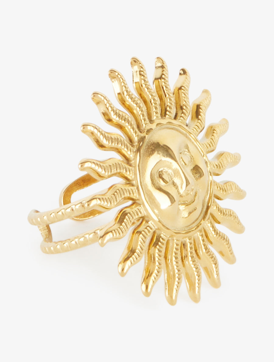 Bague gravée motif soleil - Or - 2