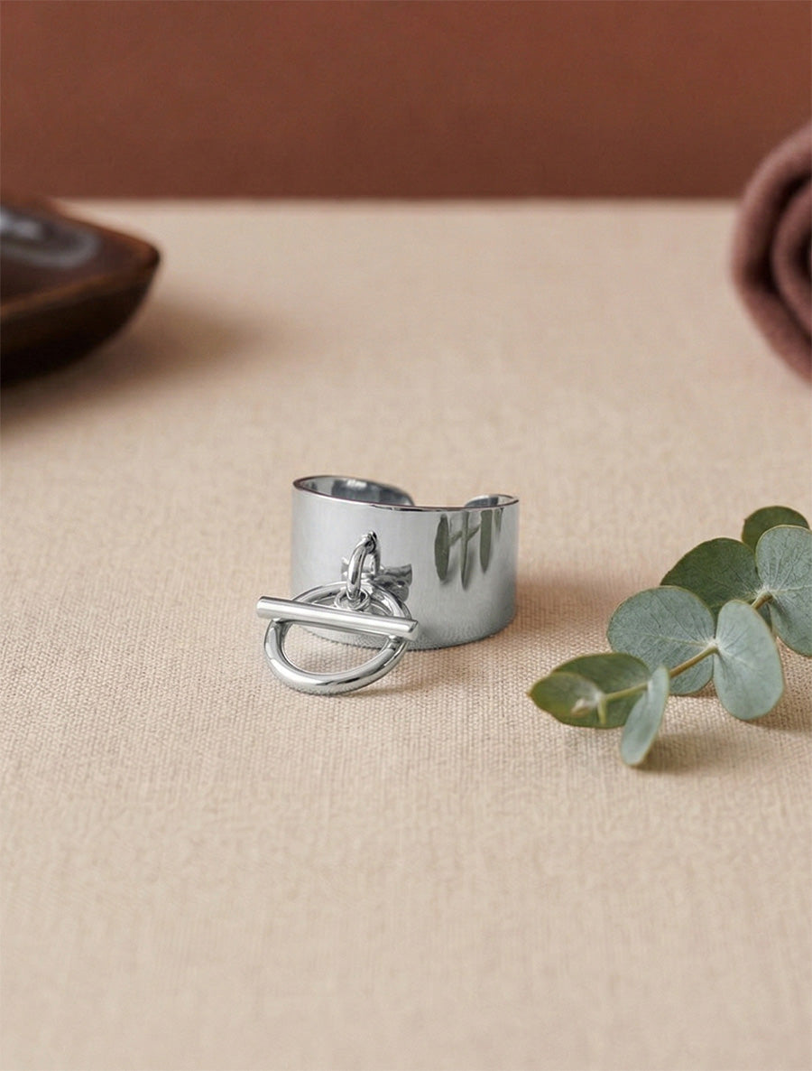 Bague large pampille femoir T - Argent - 1